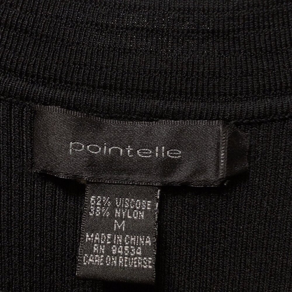 Pointelle Solid Black Square Neckline Ribbed Long… - image 3
